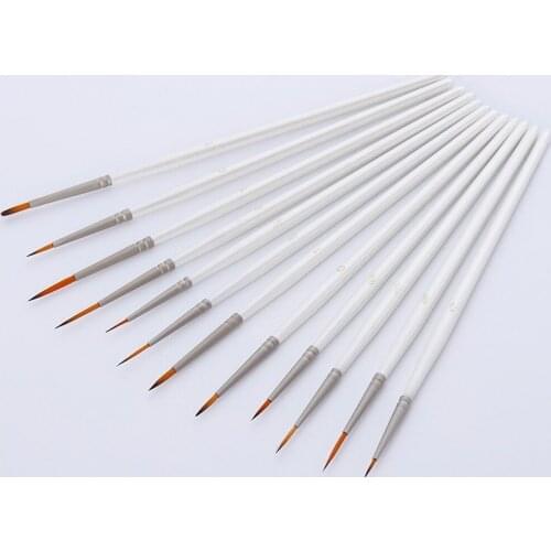 12Pcs Fine Detail Round Artist Watercolor Acrylic Oil Paint Brush Art Tools