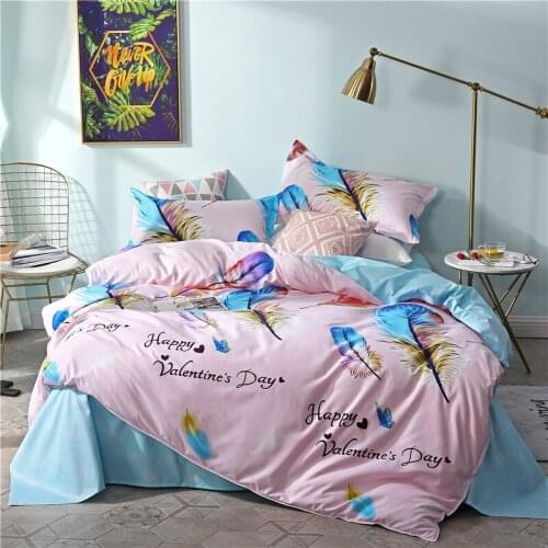 Blue Feathers Bedding Set White Feathers Duvet Cover Set Pillowcase Home Textiles 2/3pcs Bed Linen King Queen Size Dropship