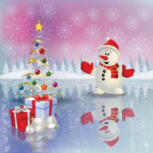 Laeacco Photo Backdrops Pink Winter Snowflake Christmas Tree Snowman Gift Party Child Baby Photographic Background Photo Studio
