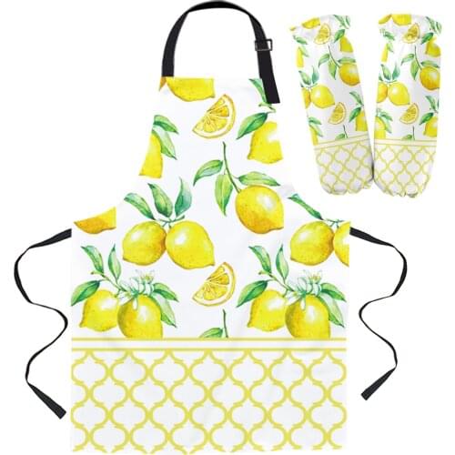 Summer Fresh Lemon Yellow Moroccan Kitchen Apron Baking Accessories Sleeveless Aprons for Men Women Home Cleaning Tools