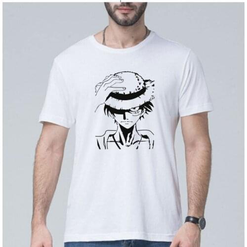 Summer new 100% cotton high quality short sleeve shirt brand clothesHot Anime One Piece Monkey D Luffy cartoon t shirt