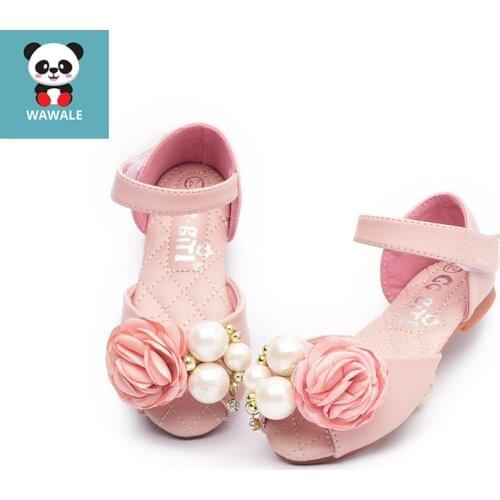 2020 Summer Girls Shoes Fashion Beads Flower Princess Sandals Kids Dancing Flats Fish Mouth