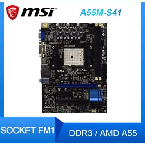 MSI A55M-S41 Socket FM1 Desktop Motherboard DDR3 ram16GB AMD A55 SATA II USB2.0 DVI Micro ATX original motherboard