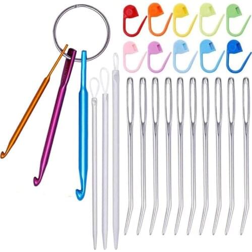 LMDZ Mini Keychain Aluminum Crochet Hooks Knitting Needles Tool (3mm,4mm,5mm) Include Tapestry Needle, Mini Crochet Hooks