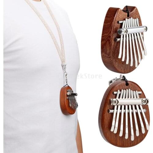 8 Keys Kalimba Thumb Piano Pendant Solid Wood Mini Kalimba Can Play Great Sound Gifts Hanging Ornament for Friends