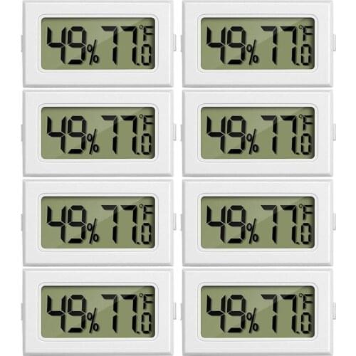 8Pcs Mini Humidity Thermometer Digital Fahrenheit LCD Display Thermometer Hygrometer, for Reptile Greenhouse and Office Retail