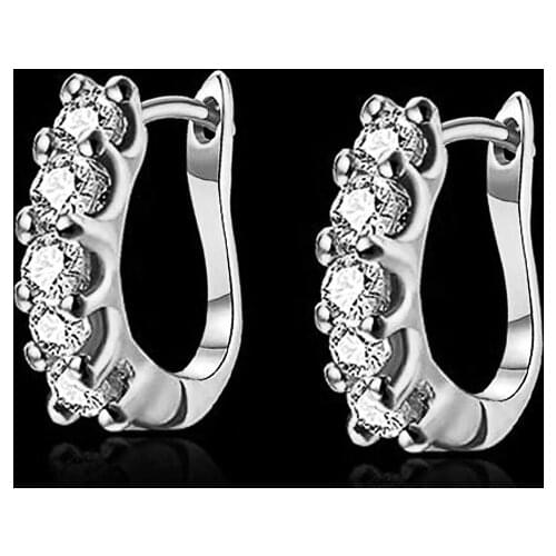 Huitan Minimalist Hoop Earrings with White Cubic Zircon Delicate Women Accessories Versatile Fashion Jewelry Chic Gift Wholesale