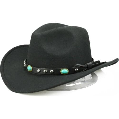 Fashion Rivet Roll Up Wide Brim Western Cowboy Cowgirl Hat Sombrero Jazz Cap