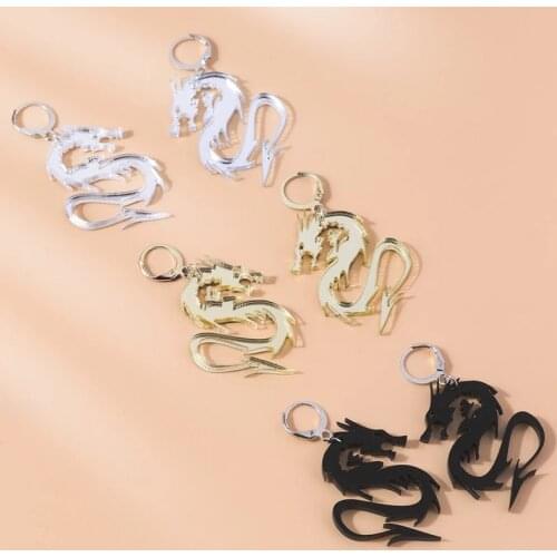 Fashion Popular Big Dragon Acrylic Earrings for Women High-grade Metal Personality Pendant Unique Design Jewelry