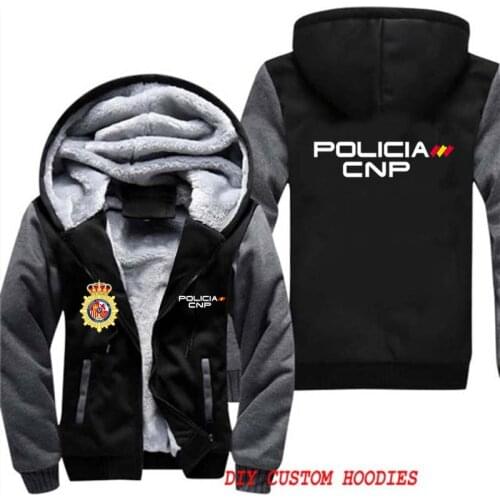 Mens Espana Policia Spain National Police Hoodies Streetwear Hooded Tracksuits Jacket Sweatshirt Coat Hooded Pullover Plus Size