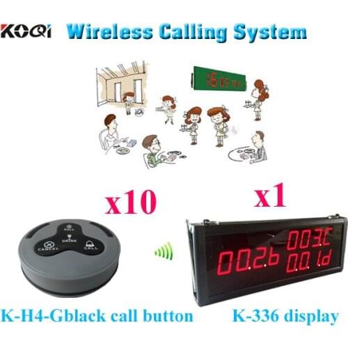 Table Buzzer Call System For Restaurant Electronic Pager Suit In 12v Restaurant Wireless Buzzer( 1 display 10 call button)