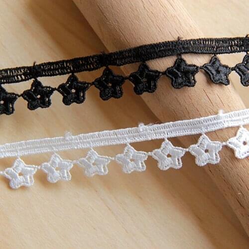 Novelty Embroidery Lace Stars Flower Embroidered Lace White Double Scalloped Sewing Garment Accessories 1.5cm