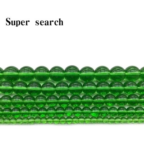 NEW 4/6/8/10/12mm Green Glass Transparent Loose Spacer Charm Beads Pattern DIY Jewelry Making Accessory
