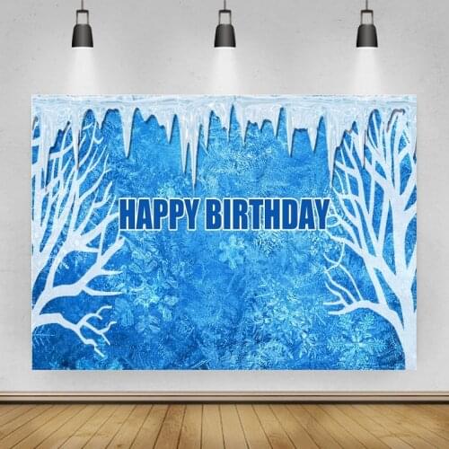 Winter Blue Frozen World Baby Shower Portrait Photography Background Vinyl Backdrop Birthday Party Photocall Studio Props