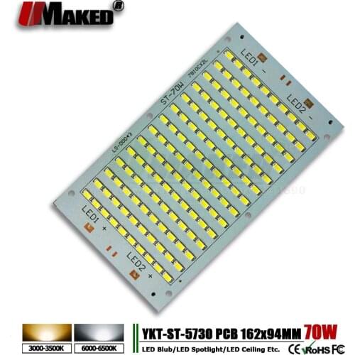 10pc LED pcb floodlight pcb plate 70W 162*94 7000-7700lm SMD5730 Light Source Installed aluminun heat sink for outdoor light diy