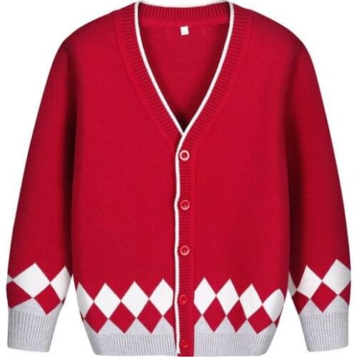 Big Kids Sweaters Children Clothes Knitted Sweater for Girls Boys Outwear Cardigans Jacket Cotton Clothing Geometric Sweater 170