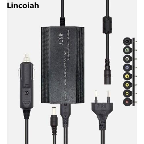 Universal 8xTip Connectors AC/DC To DC Inverter Car Charger Power Supply Adpter With Car Charger Adapter Cord For Laptop EU Plug
