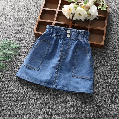 2021New Girls Baby Skirts Denim Skirts Spring Summer Childrens Skirts Teen Girls High Waist Denim Skirts