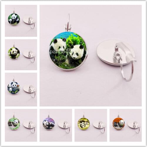 Funny panda earrings black eyes black ears panda animal earrings family love mothers love womens mens jewelry gifts