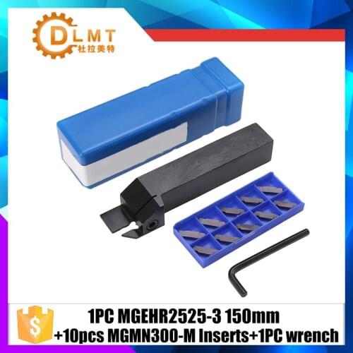1PCS MGEHR2525-3 150mm Boring Bar CNC Lathe Grooving Turning Tool Holder+10pcs MGMN300-M Carbide Inserts + 1PCS wrench