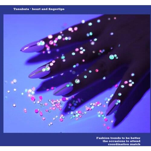 1 pack nail art Luminous rhinestones colorful nail sticker decoration 3D DIY jewelry Glow bead manicure tools