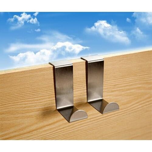 2pcs Home Stainless Steel T Door Balcony Hooks Cloakroom Hat Clothes Pothook Z-type Hanger S