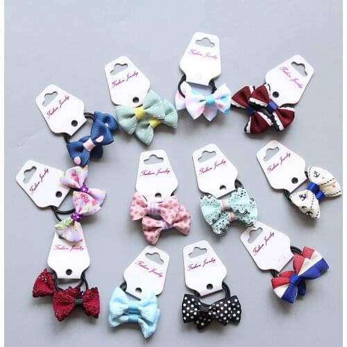 2Pcs Small Bowknot Elastic Hair Bands Scrunchies Sweet Princess Bow Rubber Bands Tie For Baby Girls Cute Ponytail Accessories