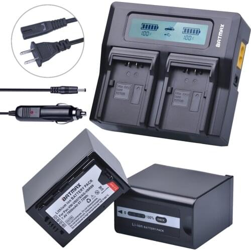2Pcs 7800mAh VW-VBD78 VBD78 Battery + Rapid LCD Dual Charger for Panasonic VBD58 VBD29 AJ-HPX260MC,HPX265MC,PX270,AG-FC100,MDH2