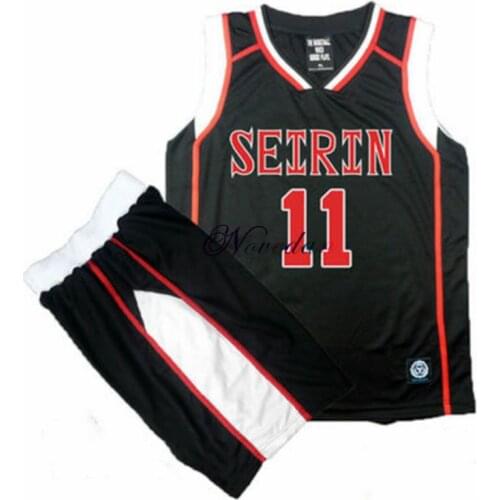 Anime Kuroko no Basuke Basket Cosplay SEIRIN School Basketball Uniform Men Jersey Black Sportswear T-shirt Shorts Set