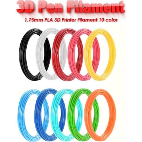 3D Pen Filament colorful 1.75mm PCL 3d pen filament refills with 50 mters 10 colors 5m/pack 60-90 degree C Print Temp
