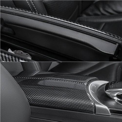For Mercedes Benz C Class W205 GLC X253 Interior Decals Car Center Console Stowing Tidying Armrest Box Panel Decoration Stickers