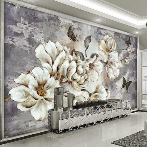 Custom Wall Murals 3D European Style Retro Hand Painted Flower Floral Mural Living Room Bedroom TV Background Photo Wallpaper