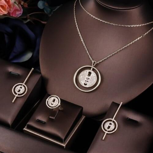 Janekelly Hotsale African 3pcs Bridal Jewelry Sets New Fashion Dubai Full Jewelry Set For Women Wedding Party Accessories Design