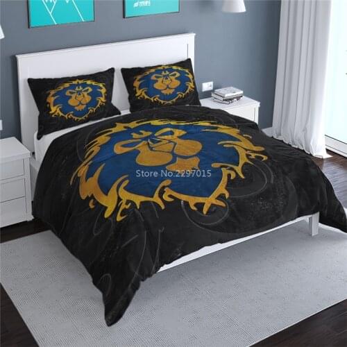 World of Warcraft WOW Alliance Banner 3d Bedding Set Popular Game Character Duvet Cover Set Pillowcase Twin Full Queen King Size