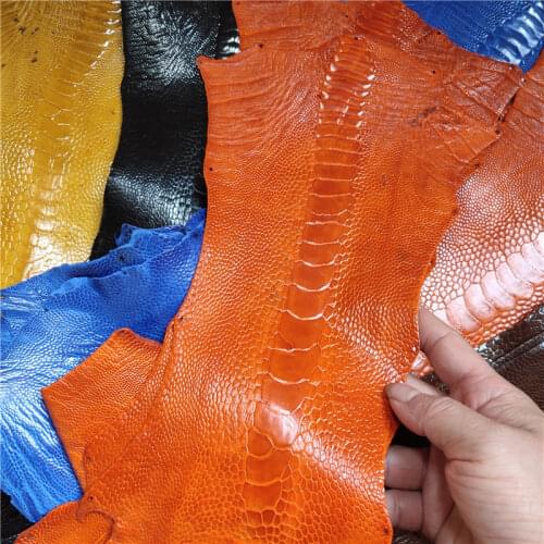 Genuine Black/Brown Ostrich Leg Natural Leather Skin Large Size Ostrich Paw Leather Skin for Wallet Hand Shell Bag Belt