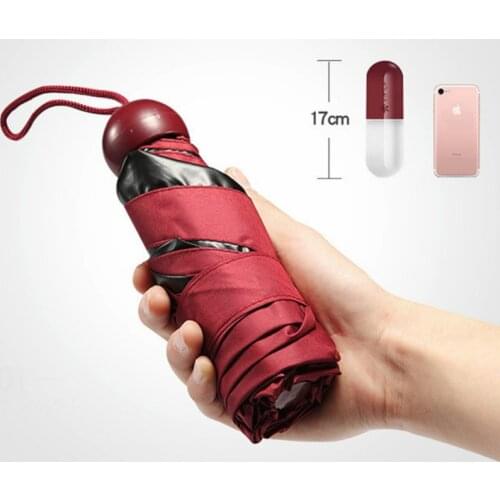 Creative Small Capsule Umbrella Female Sunny Rain Dual Use Umbrella Black Glue Parasol Folding Small Advertising Umbrella