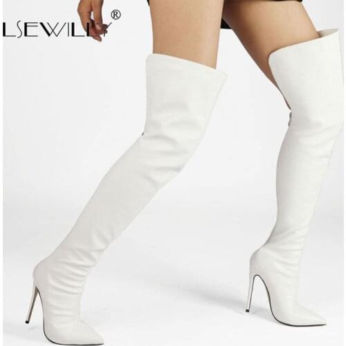 Lsewilly 2021 Women Over the Knee Boots Fashion Sexy Thin High Heel Pointed Toe Ladies Thigh Boots Side Zipper Women Party Boots