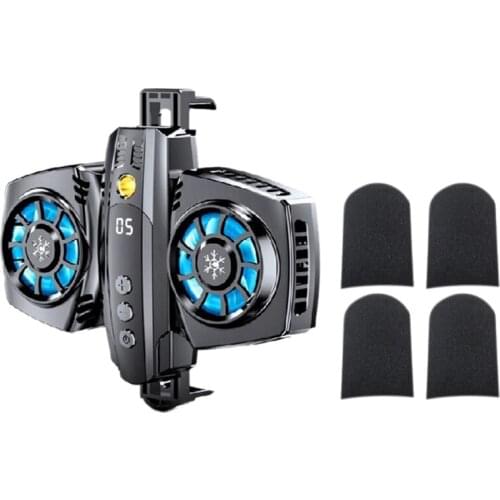Temperature Adjustment Mobile Phone Radiator+Mobile Game Finger Cots Dual Fan Semiconductor Radiator Cooling Fan