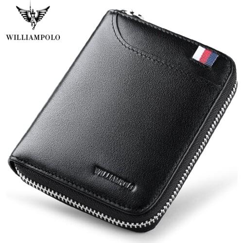 WILLIAMPOLO Leather Men Wallets Wallets Man Card Holder Male Purse Men With Placement PL283