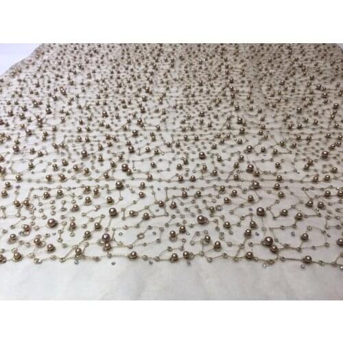 Charming african material nigerian lace fabric SYJ-9124 with full beads african latest design net lace fabric with beads