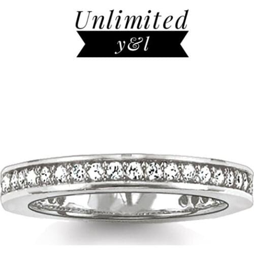 Single Row White Cubic Zirconia Rings Fashion Jewelry Accessories for Women and Men Eternity Love Gifts