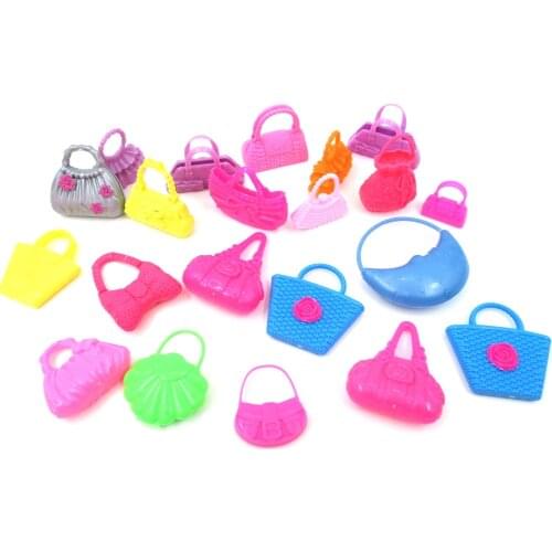 NK Random 10 Pcs Plastic Bag Fashion Shoulder Casual Bags For Barbie Dolls Mixed Styles Girl Doll Accessories