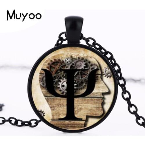 PSI Symbol Necklace Psychology Pendant Glass Dome Pendant Necklace HZ1