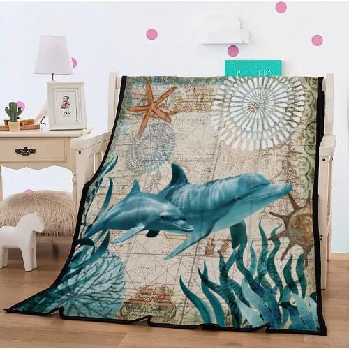 Super soft thick flannel blanket 3D Beauty Fashionable 150x200cm Fleece Throw Blanket gift Dropshipping dolphin
