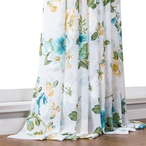 ELKA Tulle Curtains for Living Room Bedroom Mordern Floral Printed Window Treatments Sheer Window Curtain Voile Customized