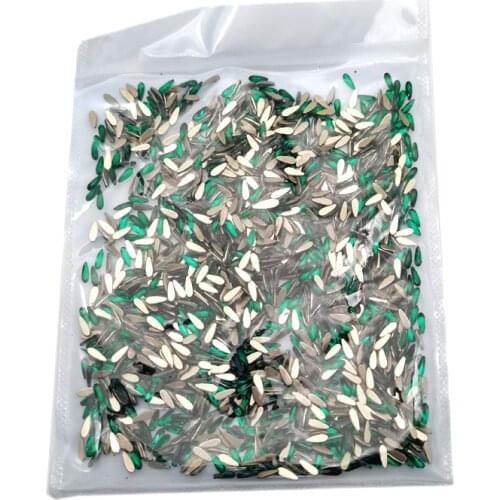 High Quality Wholesale 1440pcs/pack Green Nail Art Rhinestones Flat Crystal AB Shaped Glass Stones For 3D Nails Decoration