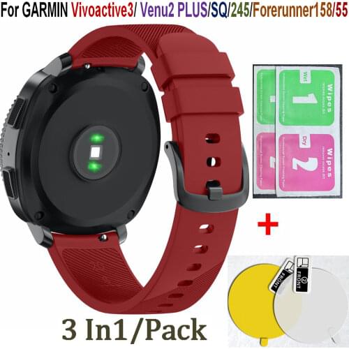 Screen Protective Film for Samsung Galaxy Active/Active2/S2 Band 20mm Wrist for Garmin vivoactive3/Venu/SQ/245 Watch Strap belts