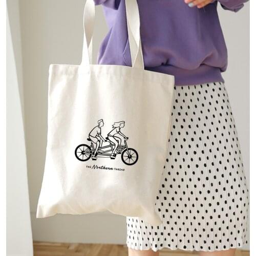 Female Canvas Shopping Bag Fresh Literature and Art Shoulder Grocery Bag Student Out Large Capacity Folding Bolsa Reutilizable