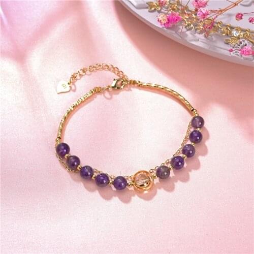 Stone Wrap Bracelet Femme Natural Amethysts String Braided Yoga Friendship Bracelets Bangle Bohemian Handmade Gifts Jewelry B434