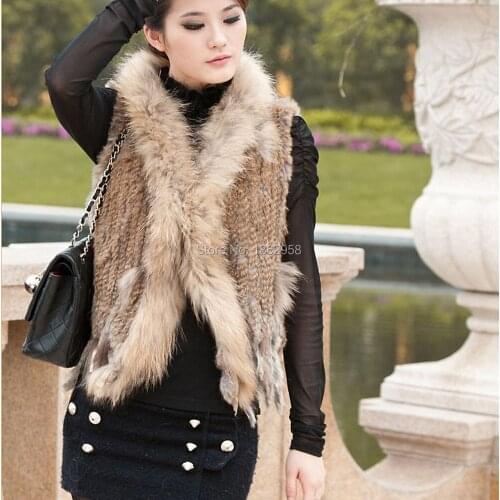 SJ005-02 China Free Shipping New Popular 100% Genuine Fur Vest with Tassels Raccoon Fur Trimming Women Winter Coat Vest Colorful